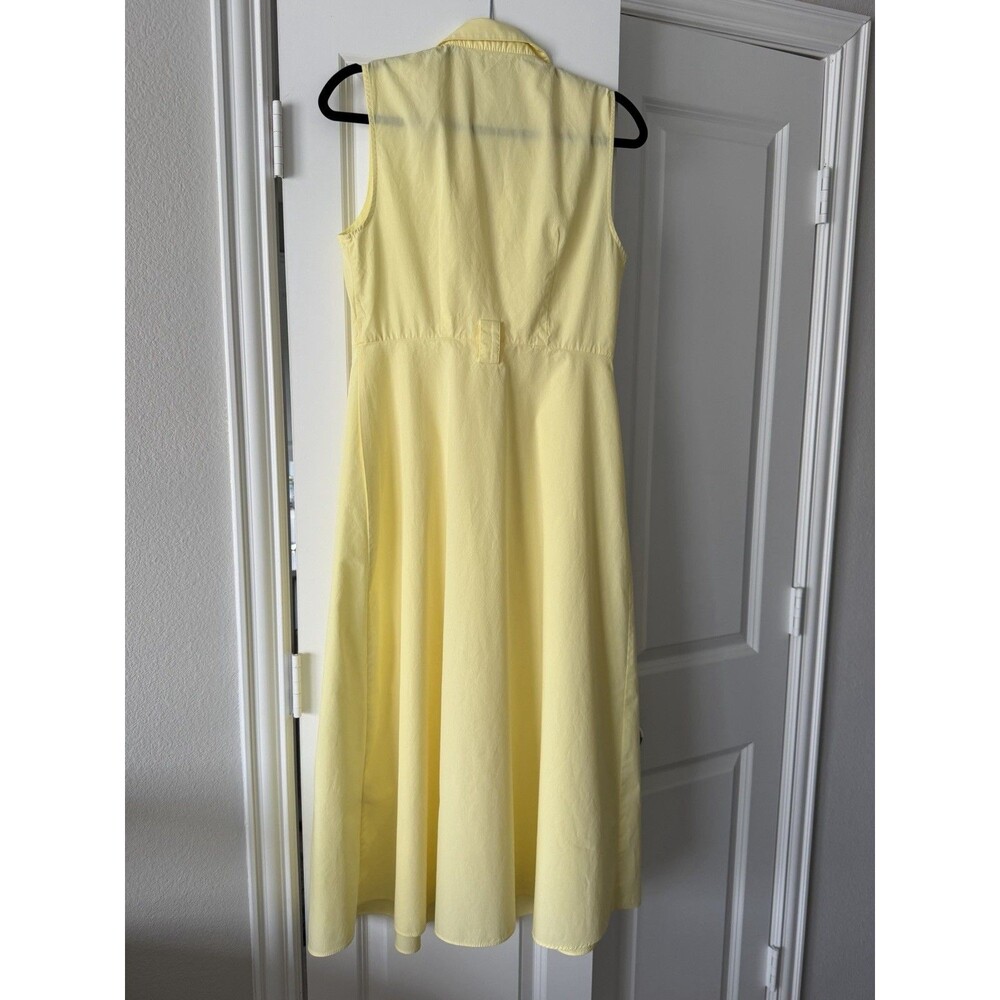Zara Belted Poplin Midi Shirt Dress Yellow Women's Size M NWOT Cotton V-Neck - Picture 6 of 11